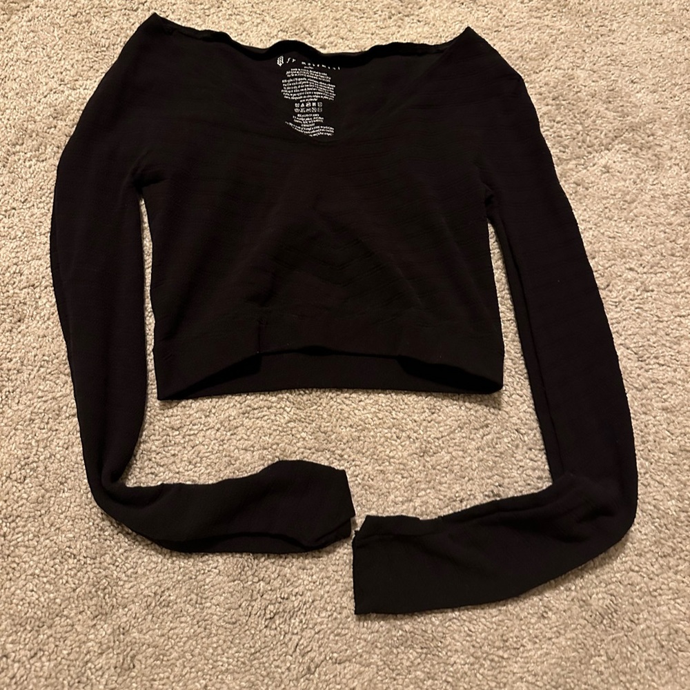 Free People movement black long sleeves mesh top